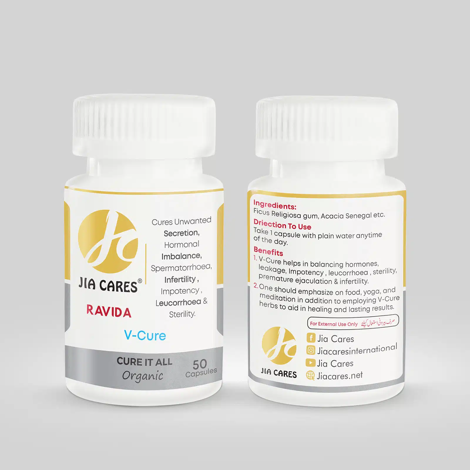 Jia Cares Ravida V-Cure 50 Capsules Unisex - Image 3